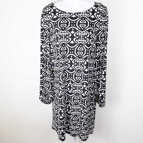 Laundry Black And White Geometric Mini Shift Dress Size 6 - Picture 1 of 6